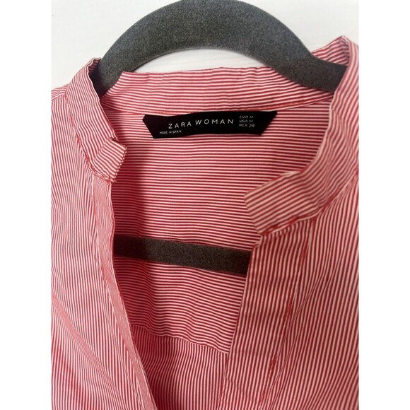 Zara Womens Size Medium Bell Sleeve Orange Stripe Button Down Shirt Blouse Top - Picture 5 of 5
